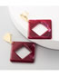 Fashion Red Acetate Plate Hollow Geometric Square Earrings