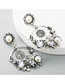 Fashion Golden Pearl Flower Portrait Geometry Cutout Earrings With Diamonds