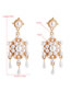 Fashion Golden Pearl Multilayer Alloy Long Tassel Earrings
