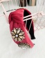 Fashion Red Bean Paste Fabric Band With Gold Diamond Pearl Flower Headband