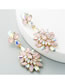 Fashion Pink Alloy Flower And Diamond Geometric Earrings
