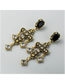 Fashion Silver Cross Alloy Earrings With Rhinestones