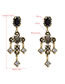Fashion Silver Cross Alloy Earrings With Rhinestones