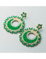 Fashion Green Round Beaded Earrings With Colored Diamonds