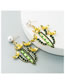 Fashion Brown Cactus Alloy Earrings With Colored Rhinestones
