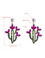 Fashion Brown Cactus Alloy Earrings With Colored Rhinestones