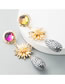 Fashion Color Alloy Flower Set Rhinestone Resin Long Earrings