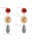 Fashion Color Alloy Flower Set Rhinestone Resin Long Earrings