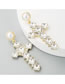 Fashion Black Pearl Alloy Cross Earrings With Diamonds