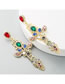 Fashion Golden Alloy Pierced Cross Earrings With Rhinestones