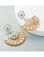 Fashion White Beaded Diamond Scallop Flower Earrings