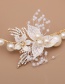 Fashion White Rhinestone Leaf Flower Hand-woven Pearl Headband