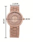 Fashion Golden Women's Watch With Quicksand Dial And Diamonds