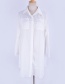 Fashion Off-white Lapel Two Pocket Concealed Shirt-blouse