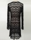 Fashion Black Long Cutout Crocheted Long Sleeve Sun Cover Blouse