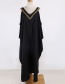 Fashion Black V-neck Gold-lined Strapless Skirt