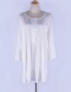Fashion White Cotton Cotton Pleated Button Flared Sleeves Plus Size Sun Protection Clothing