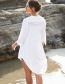 Fashion White V-neck Men's Cotton Patch Mesh Shirt Sunscreen Skirt