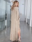 Fashion Khaki Satin-strap Plus Size Long Dress Blouse