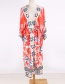 Fashion Red Crane Flower Print Kimono Sunscreen Cardigan