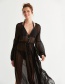 Fashion Black Chiffon 6-button V-neck Sunscreen Dress