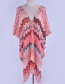 Fashion White Apricot Color Wave Knit Shawl Cutout Split Tether Sunscreen Sweater