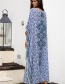 Fashion Blue Long Cotton Sunscreen Dress With Bat Sleeves