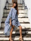 Fashion Blue Long Cotton Sunscreen Dress With Bat Sleeves
