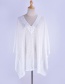 Fashion White Loose Plus Size Lace V-neck Sun Coat