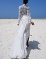 Fashion White Long Cotton Cardigan With Lace Cardigan