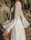 Fashion White Lace Cutout Flare Sleeve Sun Dress