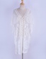 Fashion White Lace Embroidered V-neck Cutout Sunscreen Clothing