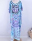 Fashion Round Neck Blue Positioning Flower Nylon Positioning Printed Sunscreen Dress