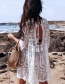 Fashion White Hollow Embroidered Lace Sun Coat