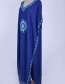 Fashion Dark Blue Nylon Embroidered Loose Large Plus Size Sunscreen Clothing