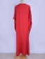 Fashion Red Embroidered Robe Cotton Embroidered Tunic Loose Dress Blouse