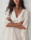 Fashion White V-neck Sundress In Cotton Robe