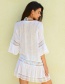 Fashion Creamy-white Slub Cloth Flared Sleeves Tether Strap Sunscreen Dress