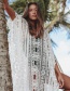 Fashion White Mesh Embroidered Robe Loose Plus Size Sunscreen