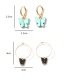 Fashion White Acrylic Butterfly Alloy Circle Earrings