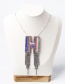 Fashion F Color Alphabet Mixed Color Embroidered Diamond And Fringe Necklace