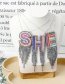 Fashion I Color Alphabet Mixed Color Embroidered Diamond And Fringe Necklace