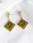 Fashion Green Alloy Resin Square Bee Studs