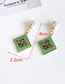 Fashion Mustard Green Alloy Resin Square Bee Studs