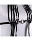 Fashion Black Pu Leather Body Bondage Rivet Strap Tassel Single Loop Belt
