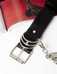Fashion Black Belt Buckle Chain Pin Metal Ring Belt