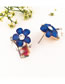 Fashion Blue Alloy Crystal Flower Stud Earrings