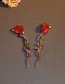 Fashion Red Rose Metal Snake Earrings