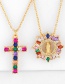 Fashion Cross Cross Inlaid Colored Zircon Alloy Necklace