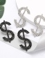 Fashion Black Dollar Sign Alloy Diamond Earrings